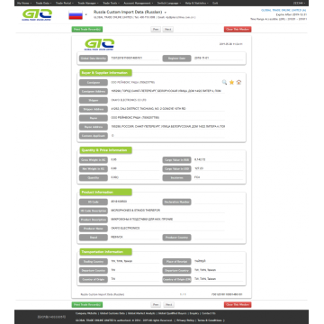 electric equipments-Russia import customs data