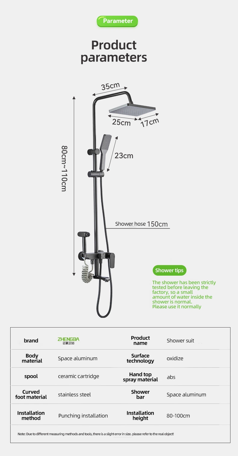 Factory Price High Pressure Constant Temperature Complete Shower Set with Shower Head