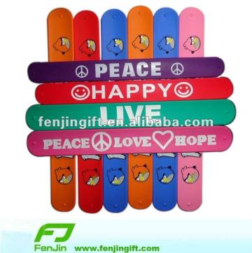 2.5cm printing Customized silicone slap bracelets