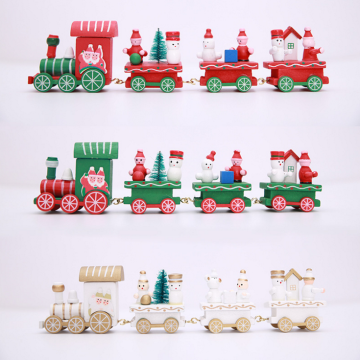 Christmas gift children's toy train sets wooden train holiday snowman toys for children