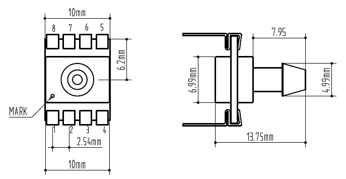 Medical Pressure Sensor with Pins for Air Oil Fuel Pressure Measuring PC24