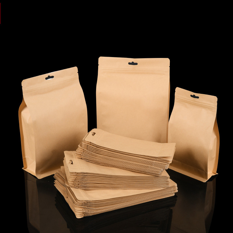 Eight-side Sealing Aluminum Foil Kraft Paper Bag Dog Food Snack Packaging Bag