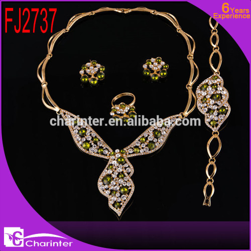 gold plated jewelry beautiful women jewelry set costume jewelry set charinter jewelry set FJ2737