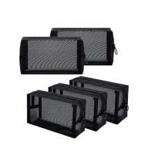 Lightweight Mesh Carry All Black Net Bag - Shampoo Organizer, Beach Bag, Cosmetic Mesh Makeup Bag