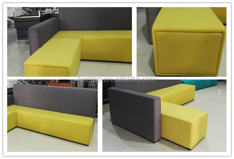 Modern design lounge furniture fabric L shape selection sofa for public area