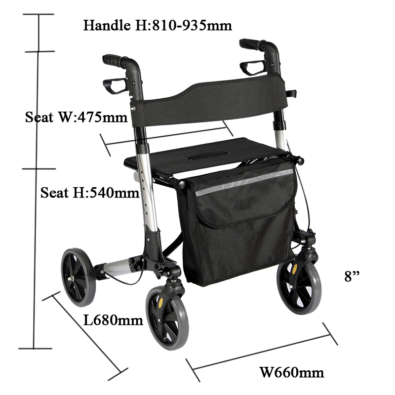 Adjustable Aluminum Double Folding Rollator Walking Aids for older people and disable TRA01