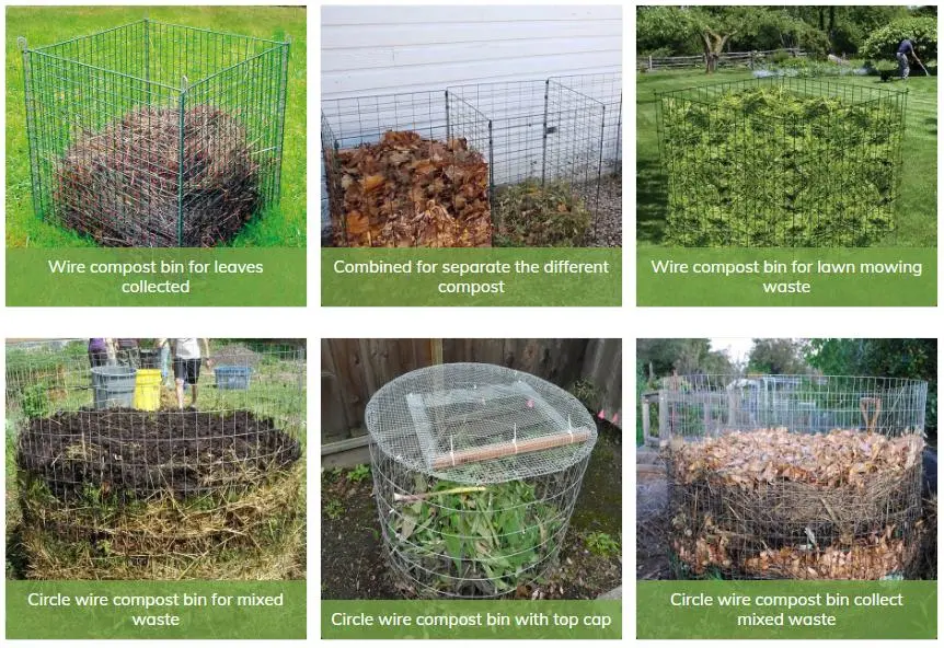 3-Bin Wire Composter Garden Leaves Collect Wire Compost Bin