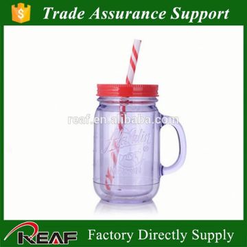 20oz popular plastic mason cup with straw and handle mason jars with lids and straws