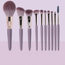Private Label Natural Professional Makeup Brushes Set - Wholesale Purple Wood Handle Cosmetics Brushes