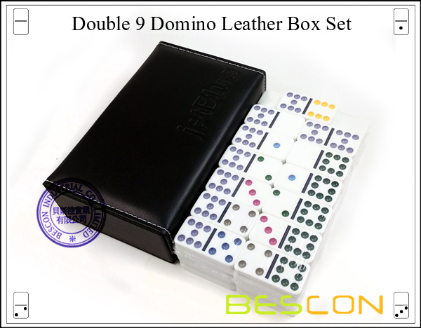 Double 9 Domino Leather Box Set-2