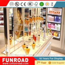 Modern perfume store interor design wooden and glass display cabinet