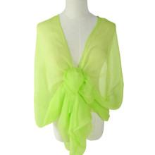 Solid Color Bright Lime Green Silk Crepe Crinkle Scarf