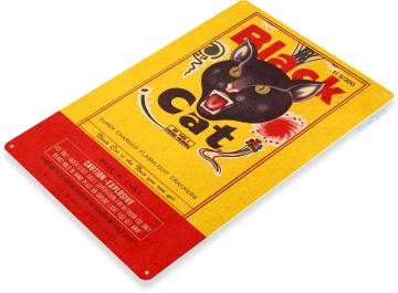 TIN Sign C380 Black Cat Fireworks Firecrackers 4th July New Years Firework Stand Sign
