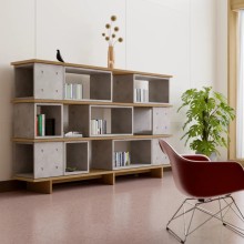 Light Grey Minimalist Concrete Side Table for Small Living Spaces