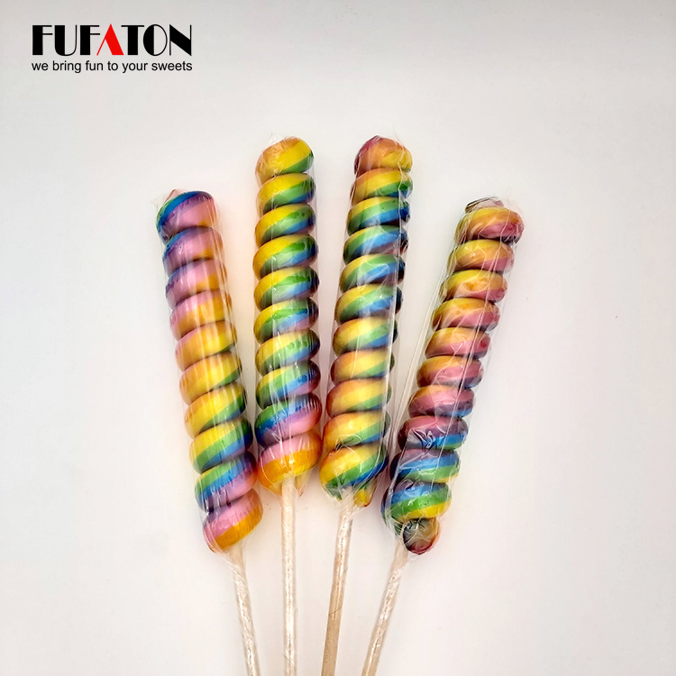 Fruit flavored spiral Lollipop candy twist lollipop swirl for sale