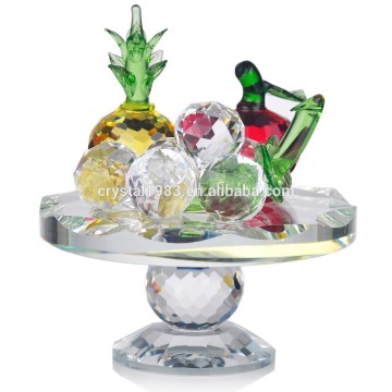 Home decoration k9 colorful glass figurines fruit platter ideas decorating glass ornaments