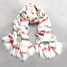 Striped Wool Pure Pashmina Stoles ,Wraps Shawls