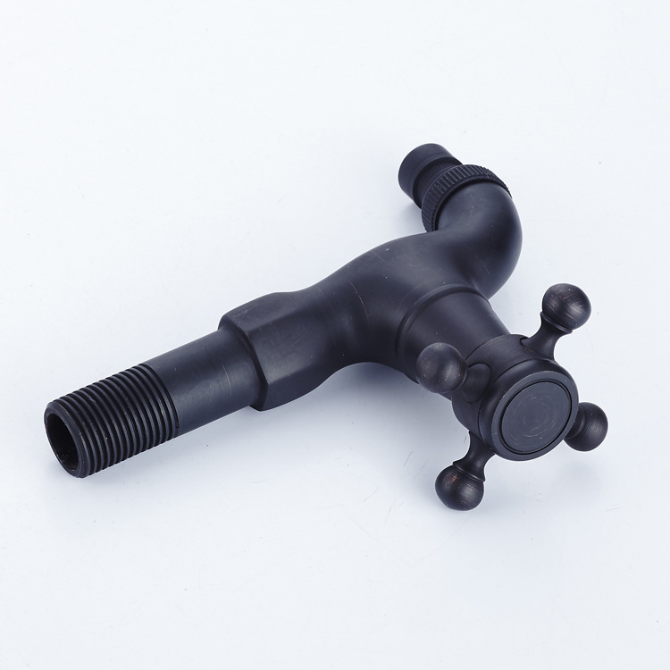 壁掛けレトロシングルコールドブラックブロンズ洗濯機の蛇口ヨーロピアンスタイルの真鍮の蛇口