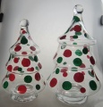 Frasco de vidrio de forma de árbol de Navidad con tapa