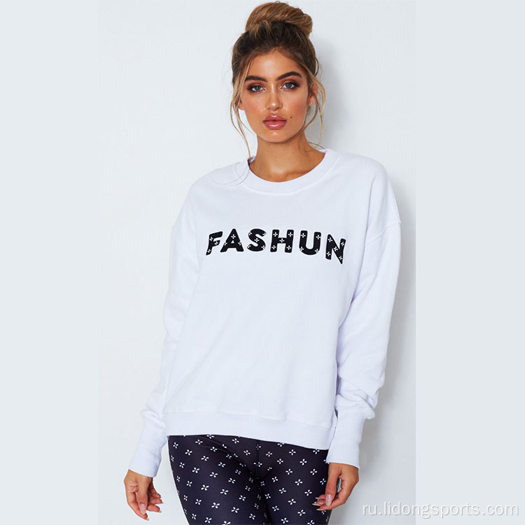 Пользовательский логотип Women Crewneck Blank Sport Crewneck Whotshirt