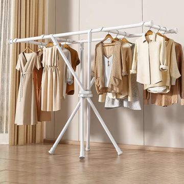 Foldable Metal Clothes Drying Rack with Quilt Rod