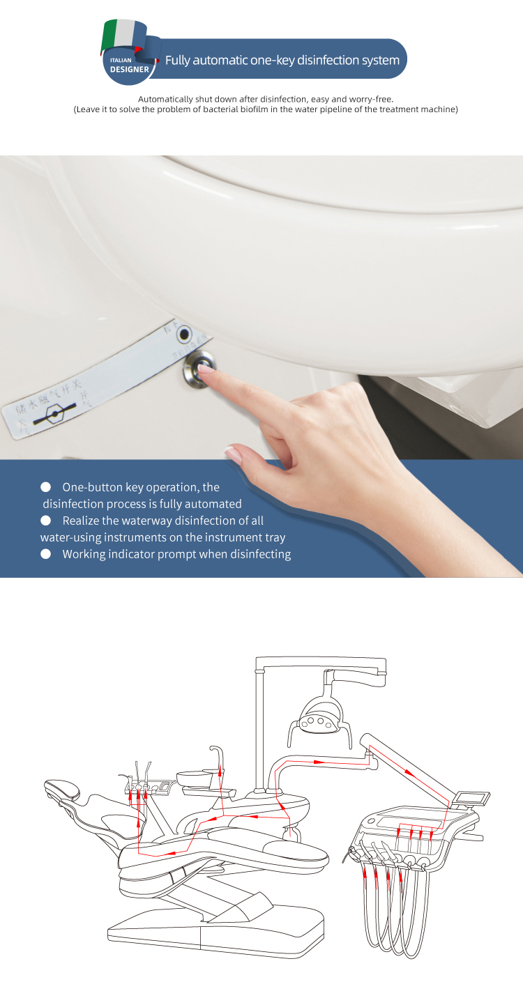 Gladent CE&ISO approved dental chair with disinfection function