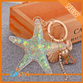 Atacado moda colorida Starfish charme Metal chaveiro para Unisex