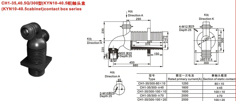 (CH1-35, 40.5Q/300) 1250, 1600, 2000A (KYN10-40.5 Cabinet) Contact Box Series