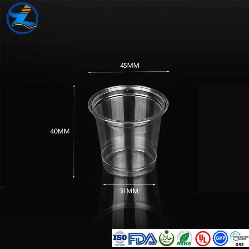 Biodegradable transparent clearing cold cup PLA