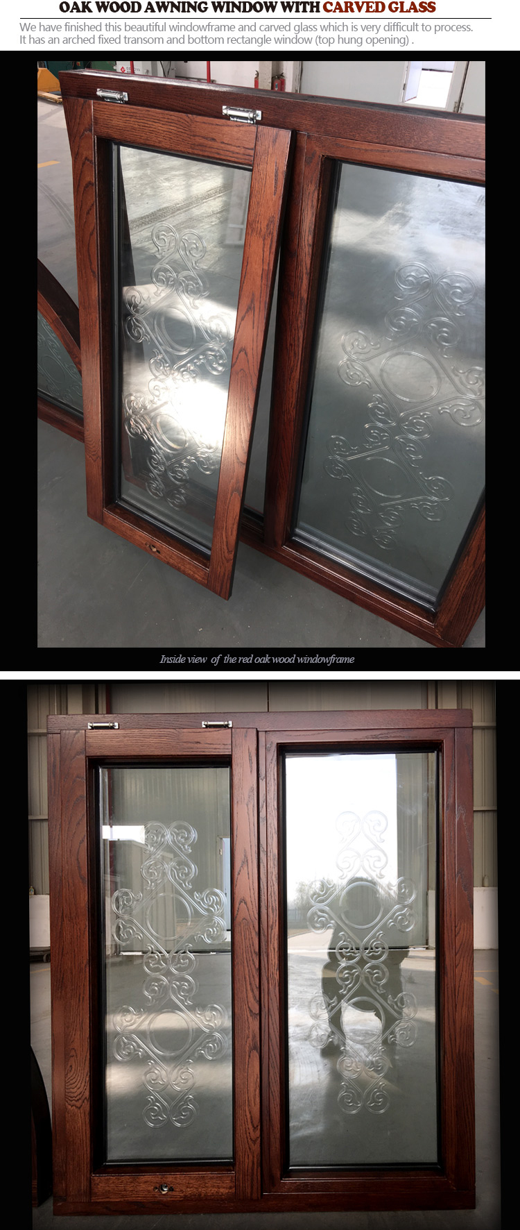 Wooden house aluminium awning window Modern design aluminum wood color profile awning window