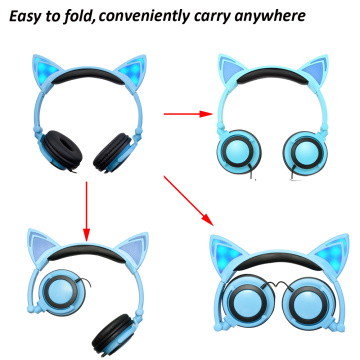 Auriculares de oreja de gato brillantes con cable patentados de molde privado