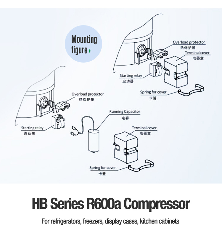 Best Quality R600a 1/9hp Motor Refrigerator Compressor