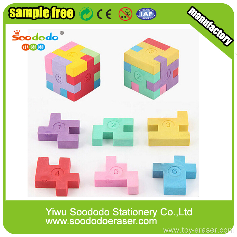 3D Colorful Mini TPR Assembled Puzzle Cube Eraser