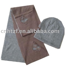 knitted hat and knitted scarf