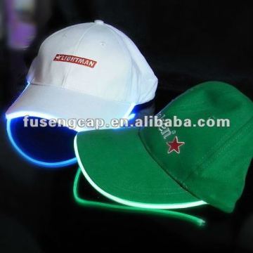 Flash led light fiber optic baseball caps