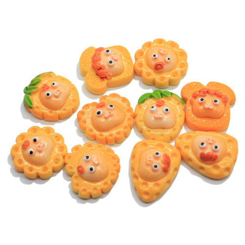 Assorted Design Cartoon Biscuit Resin Decor Artificial Heart Flower Shape Cookies Kids Dollhouse Decoration DIY Charms Craft