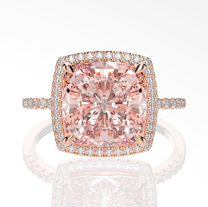 Wholesale Morganite Pink CZ 925 Sterling Silver Ring Wedding Rings Sterling Silver