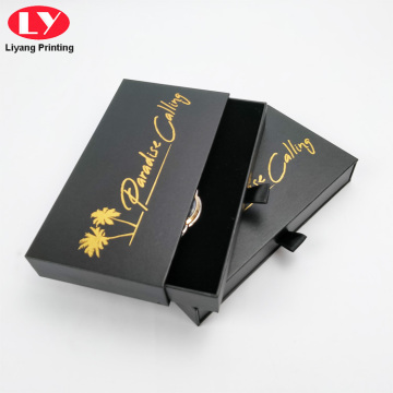Custom Logo Drawer Black Paper Watch Box Packaging