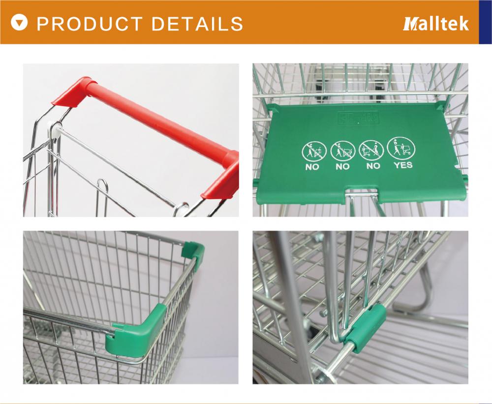 Zinc Plated Retail Metal Supermarket Shopping Cart