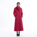 Rosy red cashmere overcoat with vertical collar