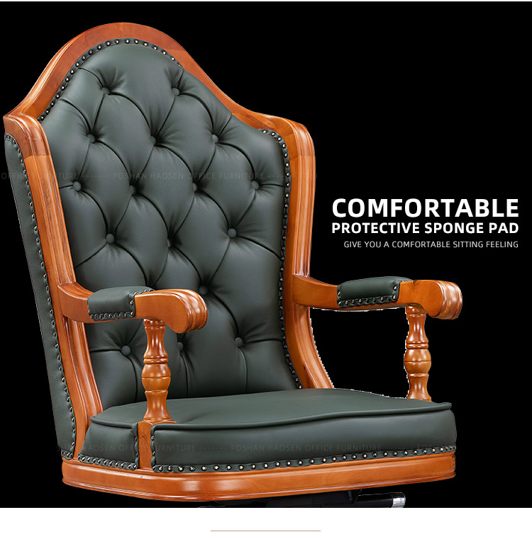 HAOSEN K201 Luxury classic leather Solid wood frame Government office project boss high back executive chair