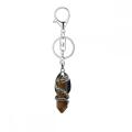 Gemstone Double Hexagonal Prism Emballé Silver Dragon Stone Key Chains Vintage Crystal Dragon Charm Keychain Key Ring Gift