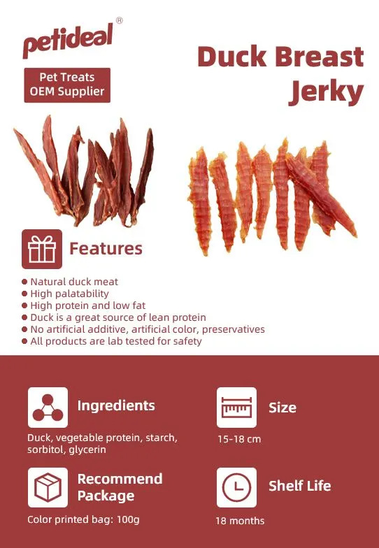 Natural Duck Breast Jerky Dog Treat Private Label OEM Supplier