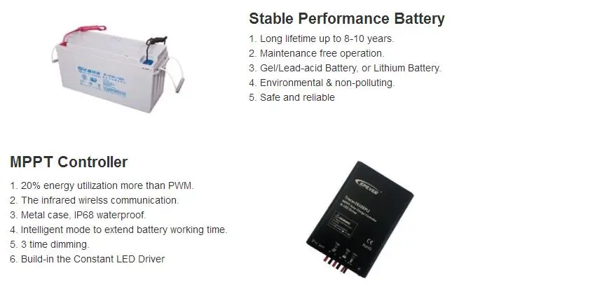 IP66 Ik10 100W Solar LED Street Light with Epsolar Controller