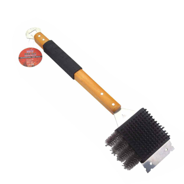 3in1 bbq grill cleaning brush with scrape