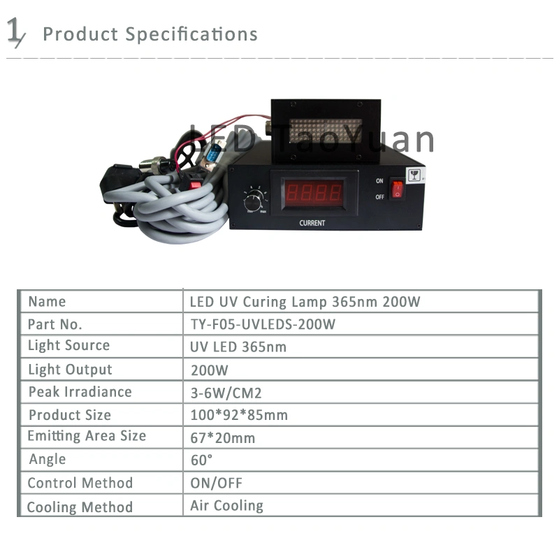 Gel Curing 200W 365nm UV LED Lamp