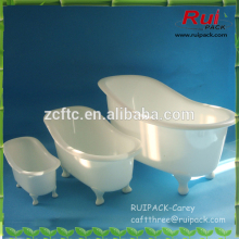 White plastic mini bathtub shape cosmetic container/christmas gift plastic cosmetic container