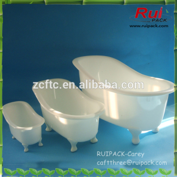 White plastic mini bathtub shape cosmetic container/christmas gift plastic cosmetic container