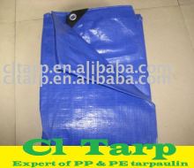 blue pe coated tarpaulin, already-made, pp rope in hem