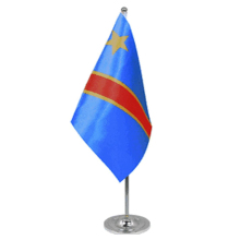 Sunshine Custom Congo Desk Flag - Factory Price, Small Mini Red Blue Yellow, All Congo Countries Table Flag with Pole and Base